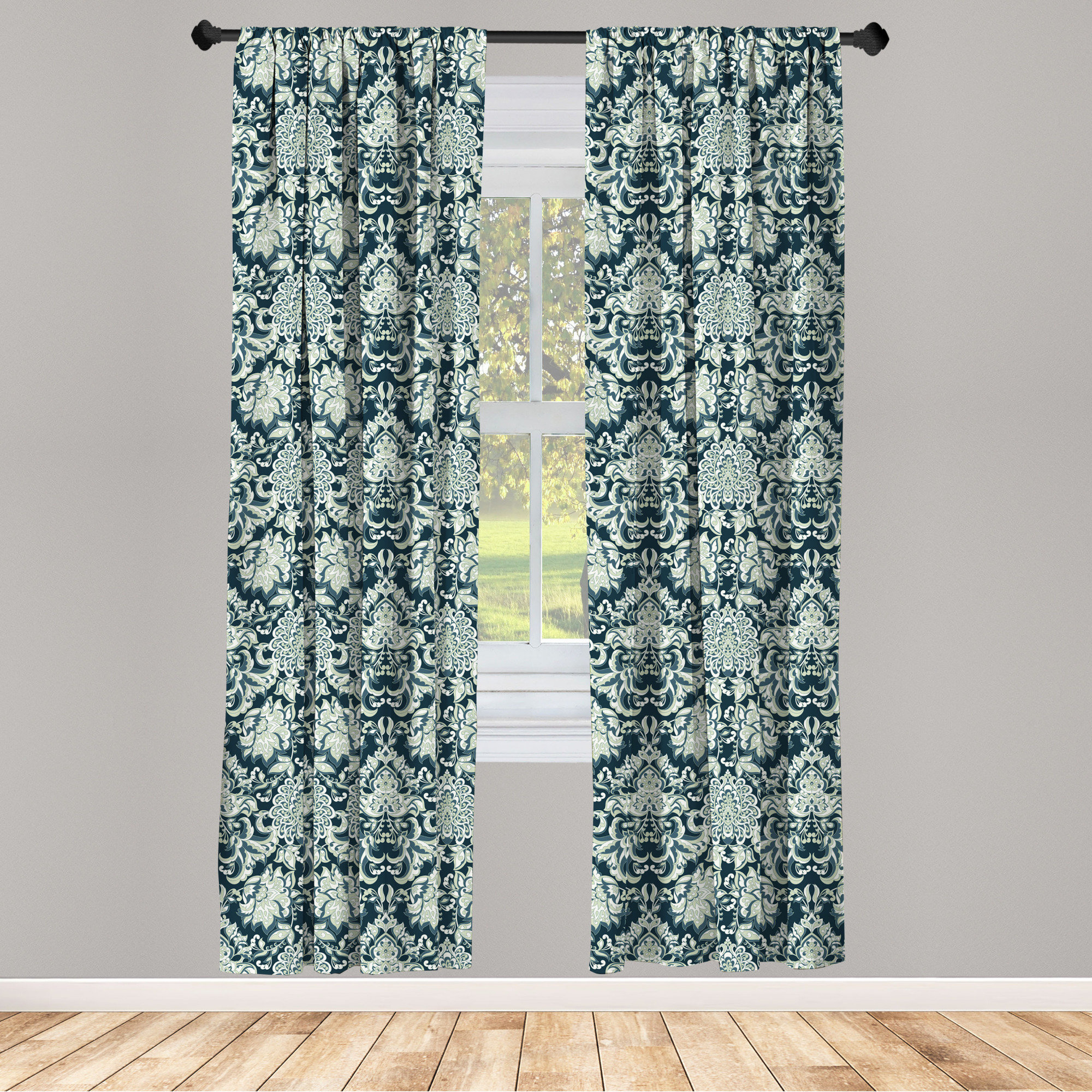 East Urban Home Ambesonne Vintage Window Curtains, Victorian Baroque  Foliage Leaves Pattern With Ornamental Swirls, Lightweight Decorative  Panels Set Of 2 With Rod Pocket, 56