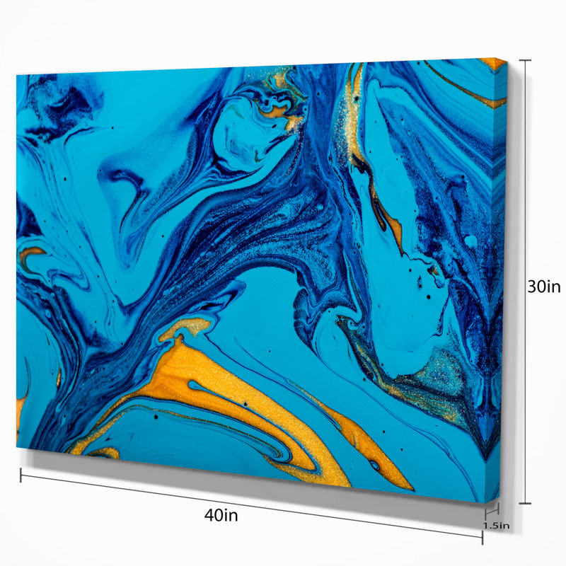 Designart Soft Blue Abstract Acrylic Paint Mix Abstract Graphic