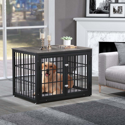 Heavy Duty Dog Crate Furniture, Decorative Pet House End Table, Wooden Cage Kennel Furniture Indoor