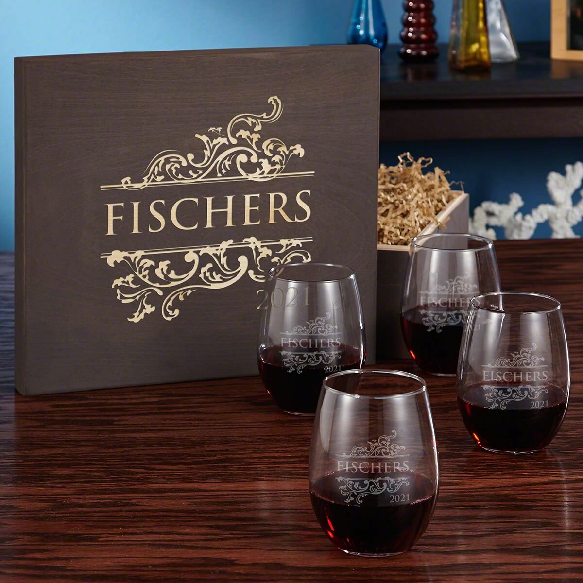 personalized wine glasses set of 4