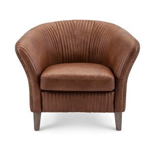 Go to store & view more images Foundry Select Blueberry Hill Leather Barrel Chair