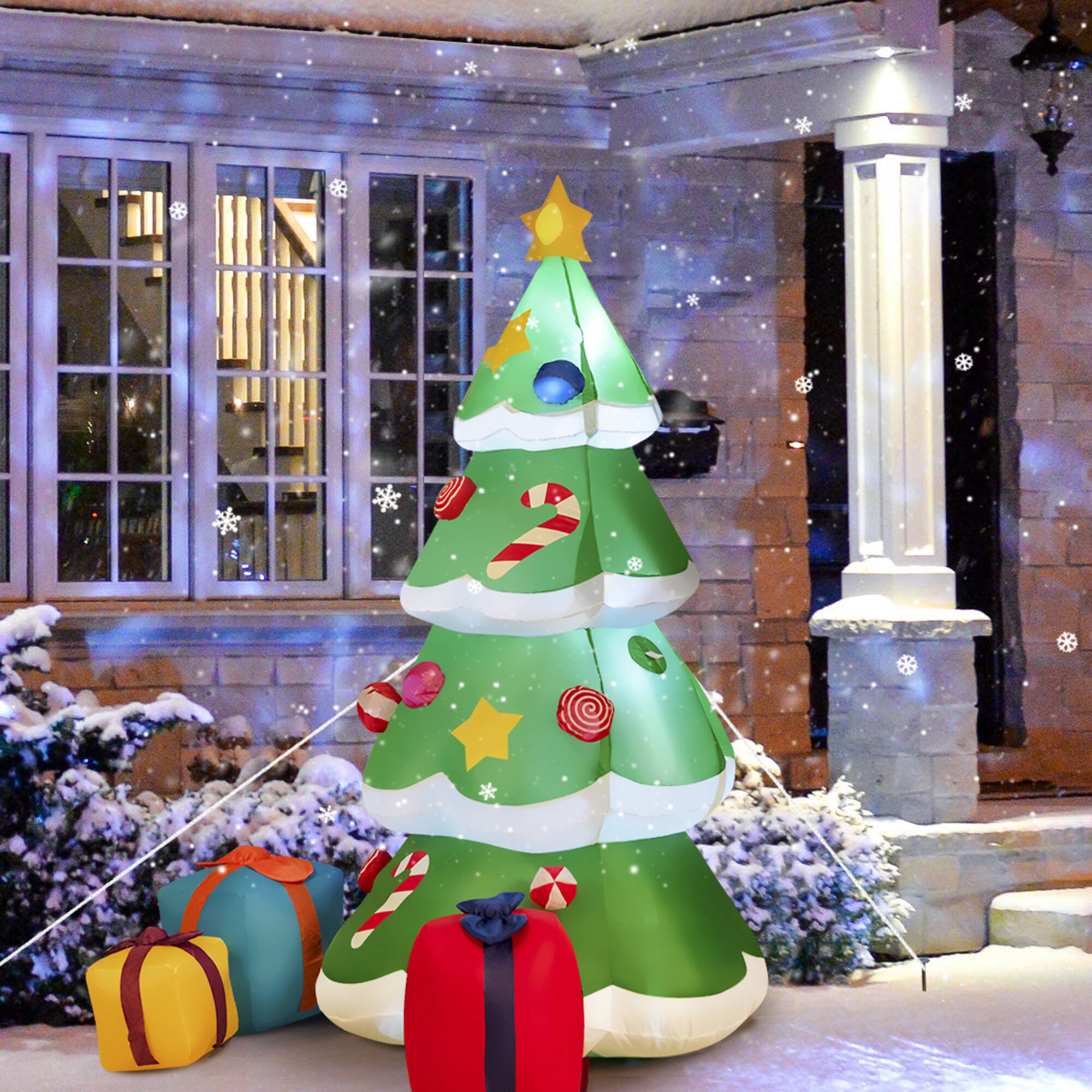 Christmas Tree Santa Inflatable Decor Garden Yard Festive Lawn Airblown Lights 