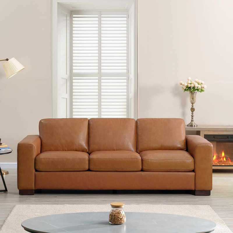 ( incomplete) Modern Oversized comfy sofa couch, Genuine Leather Sofa Couch For Living Room Fabric: Espresso Genuine Leather