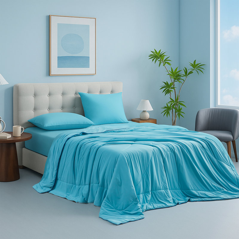 Soft Double Sided Bed Cooling Comforter for Hot Sleepers Night Sweats, Q-Max > 0.45