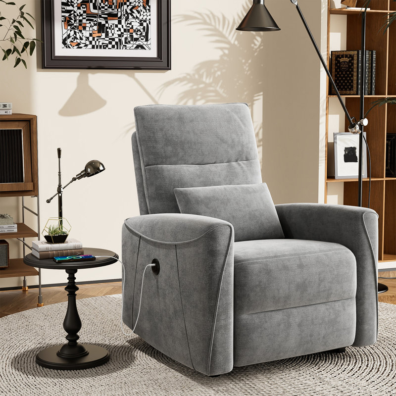 Malkit Chenille Upholstered Ergonomics Power Recliner Upholstery Color: Gray