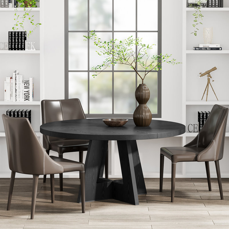 (INCOMPLETE NO LEGS)47 Inch Round Dining Table for 4 Farmhouse Kitchen Table Color: Black