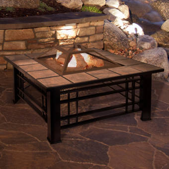 Millwood Pines Jackqueline Steel Wood Burning Fire Pit Table