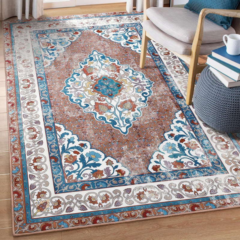 Rectangle Nelvia Commercial Use Area Rug with Non-Slip Backing