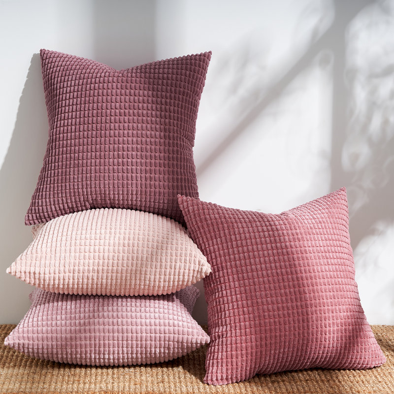 Corduroy Topfinel Throw Pillows Covers Multi Combo-Fluffy Corduroy Decorative Cushion Case Set of 4
