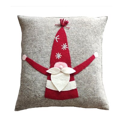 Arcadia Home Handmade Christmas Pillow in Hand Felted Wool-Big Snowflake on Red-20 Decorative Pillow Red 