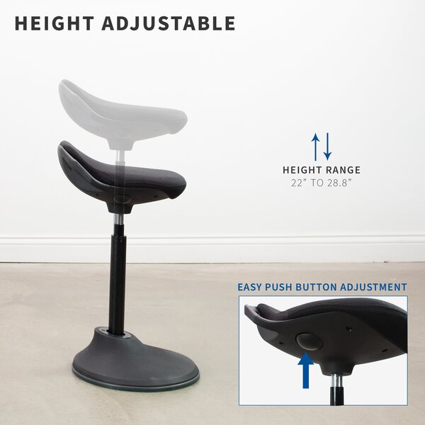 VIVO Black Ergonomic Height Adjustable Perch Stool for Home and Office 