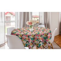Table Runner with Placemats Set of 6 Flower Petals Blossoms Placemats Leaves and Bird Sitting Non-Slip Washable Kitchen Table Mats for Family Dining Table Parties， 16 x 72 inches