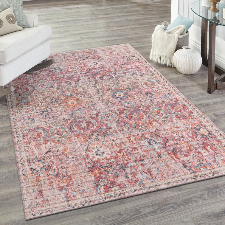 Best Distressed Faded Washed Out Low Pile Soft Living Room Grey Blue Red Rugs 