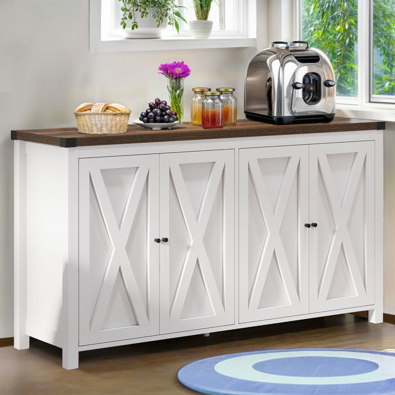 Vintage Farmhouse Chic Buffet Sideboard Color: White/Dark Brown