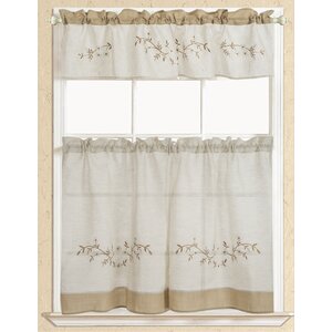 Rustic Embroidered Kitchen Curtain