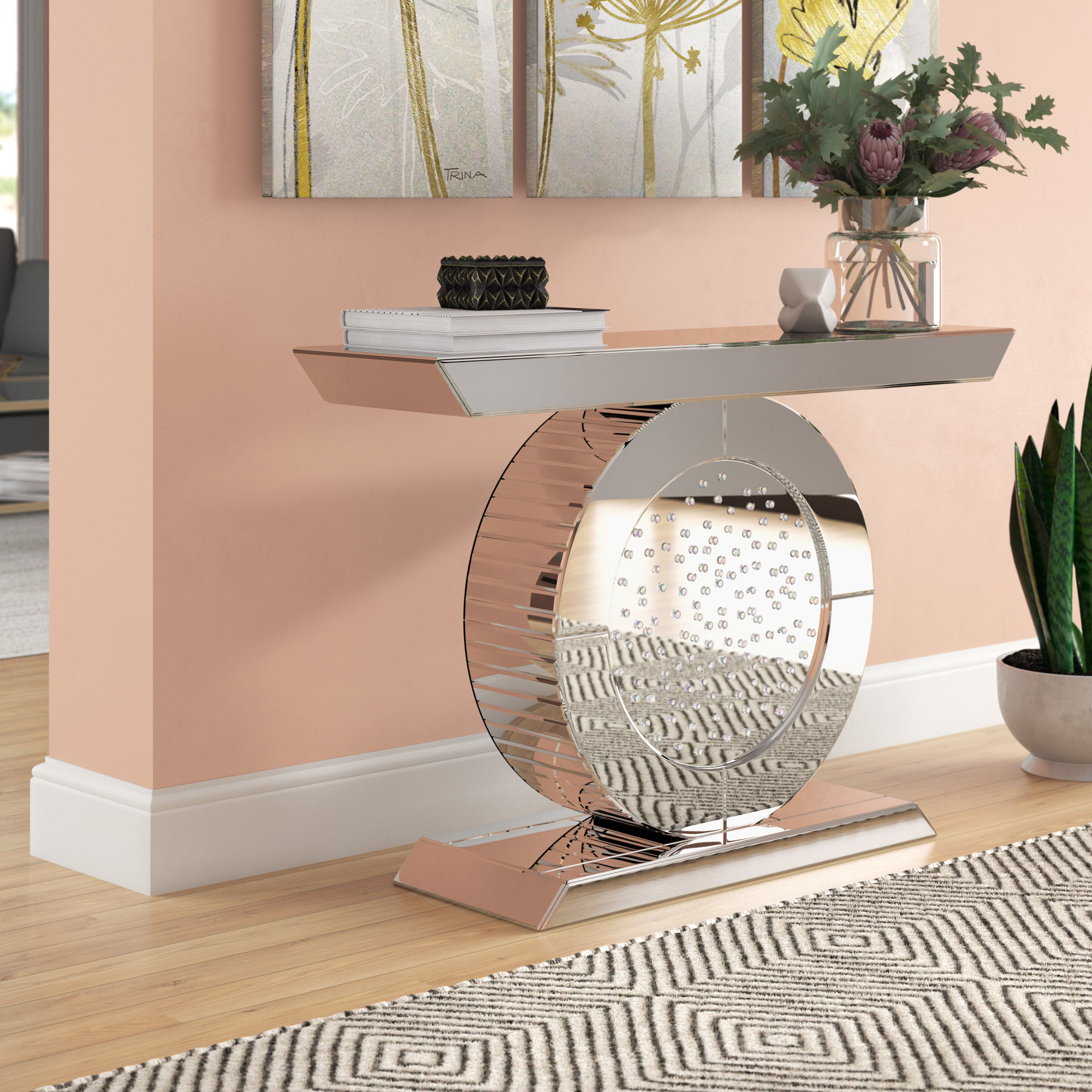 Ebern Designs Er Hollywood Regency Glamour Style Mirrored Ebern Designs Er Hollywood Regency