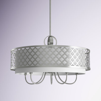 Mance 6 - Light Shaded Drum Chandelier