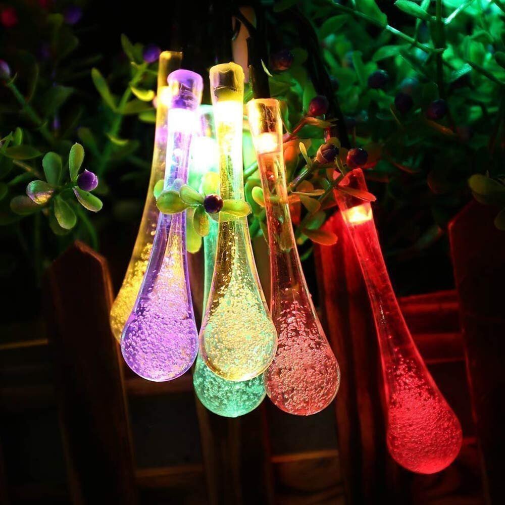 Set of 2 Outdoor Dragonfly Garden Solar String Fairy Lights 20 Multicoloured LED 