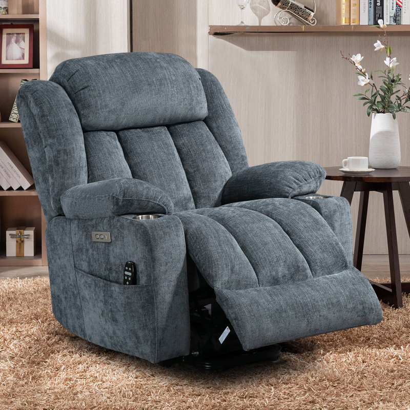 ( incomplete) Azelle  Power Lift Chair Recliners Infinite Position with Massage,heat,cup Holder Upholstery Color: Blue
