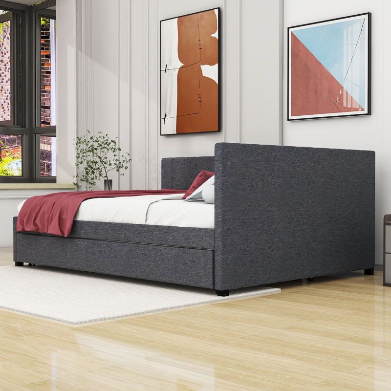 Upholstered Sofa Daybed with Trundle Size: Full, Color: Gray (incomplete)