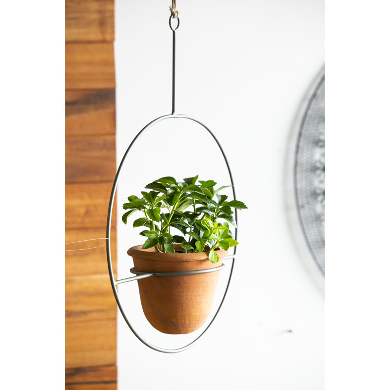 Gracie Oaks Hanging Metal Terra Cotta Pot Holder Includes And Hanging Metal Terra Cotta Pot Holder