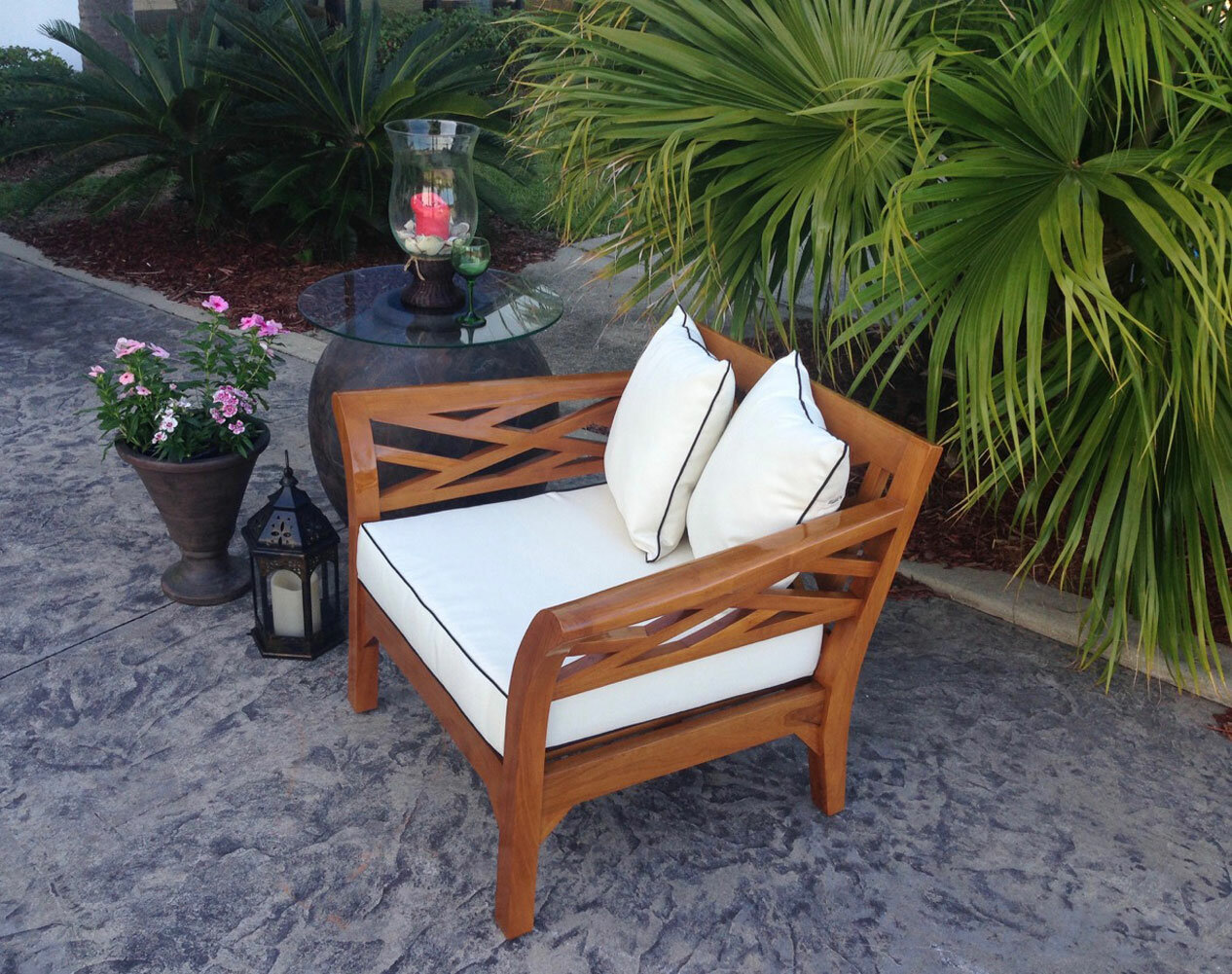 Chicteak Long Island Teak Patio Chair With Cushion Wayfair Ca