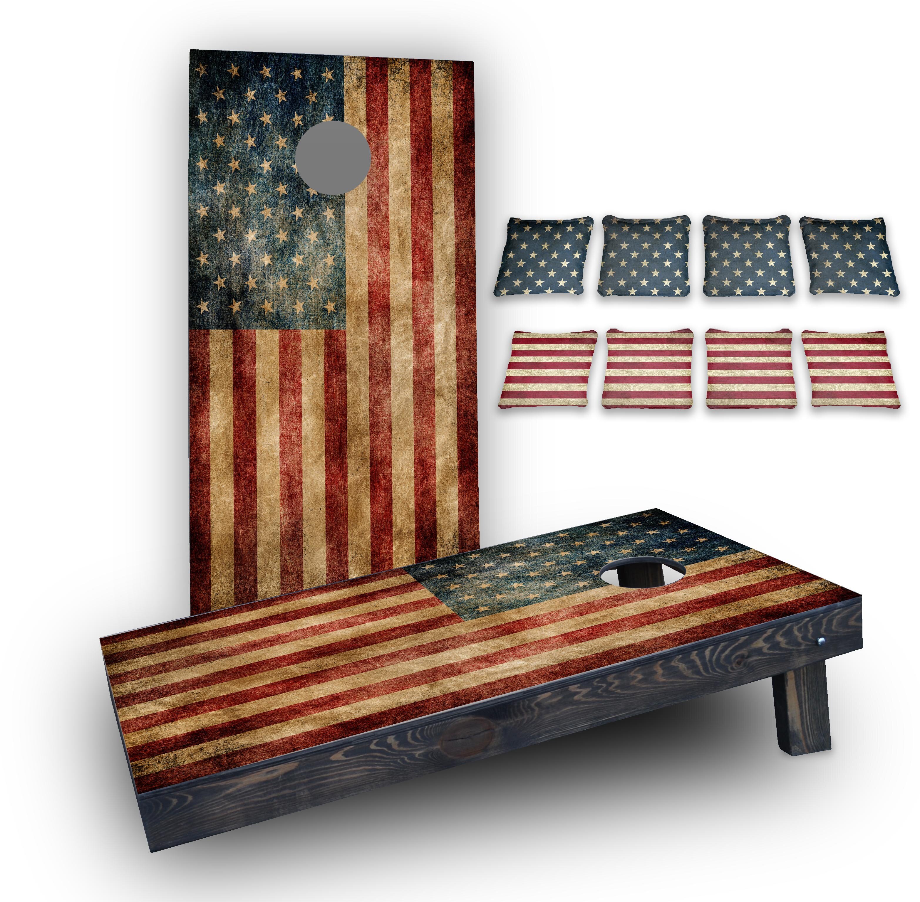 Oregon Themed Worn  Distressed Wood Slat State Flag Themed Custom Cornhole Board Game Set