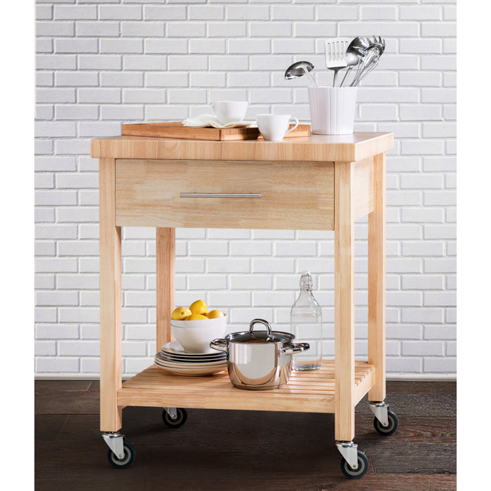 Loon Peak This All Rubber Wood Kitchen Cart Reviews Wayfair Ca This All Rubber Wood Kitchen Cart