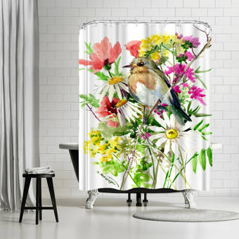 Ophelia Co Serena Summer Watercolor Florals Single Shower Curtain Wayfair