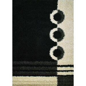 Shaggy Rings Black Area Rug