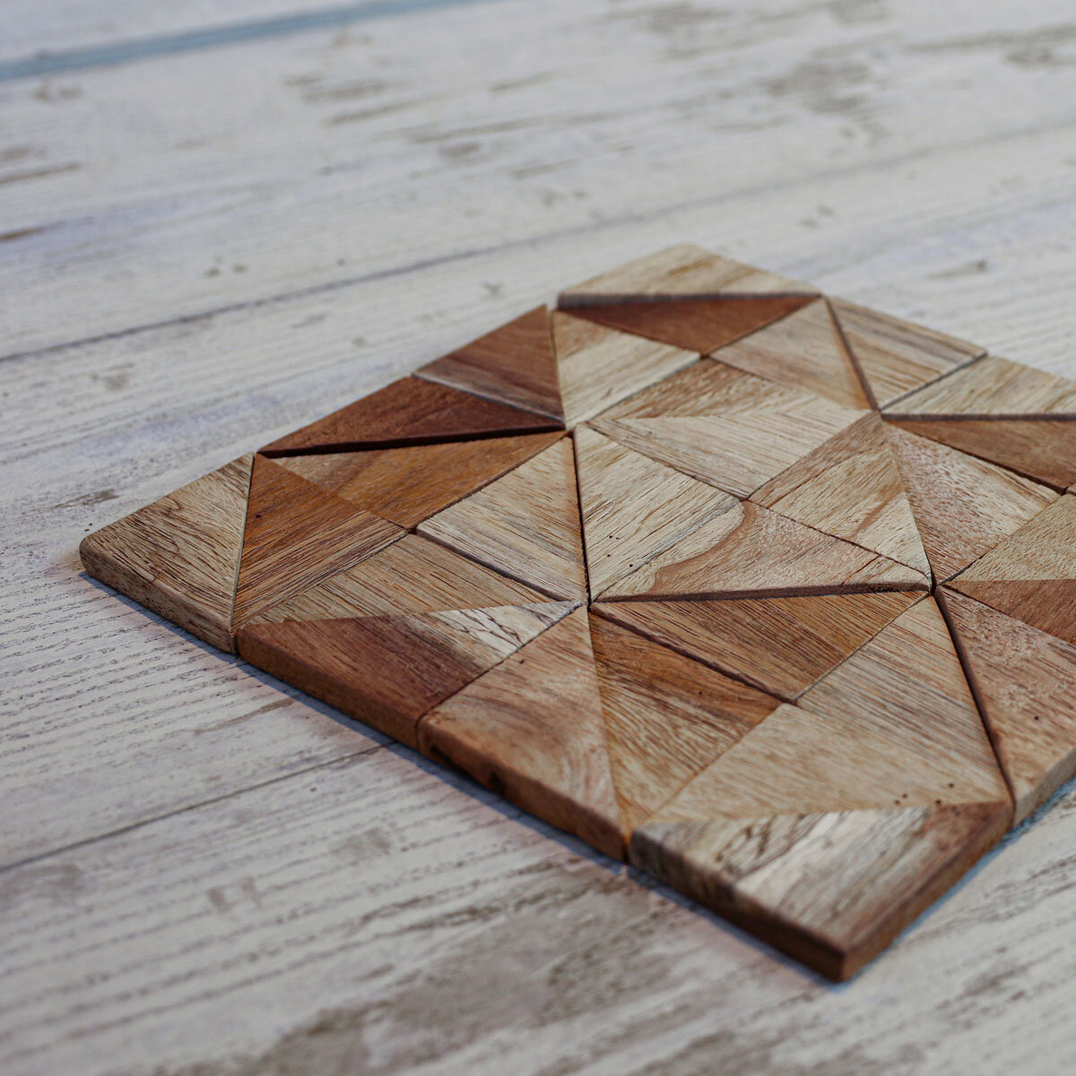 reclaimed triangle wood mosaic