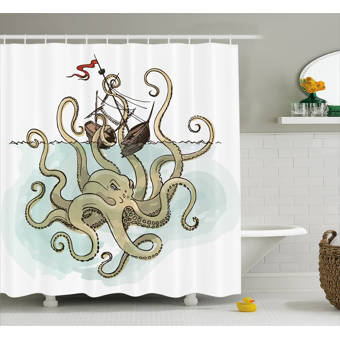 Zoomie Kids Silvia Pirate Ship Greek Myth Single Shower Curtain Wayfair