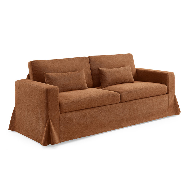 MINIMORE Modern Style 83.9"W Brenda 3Seater Sofa With Slipcover Fabric: Rust Linen Blend