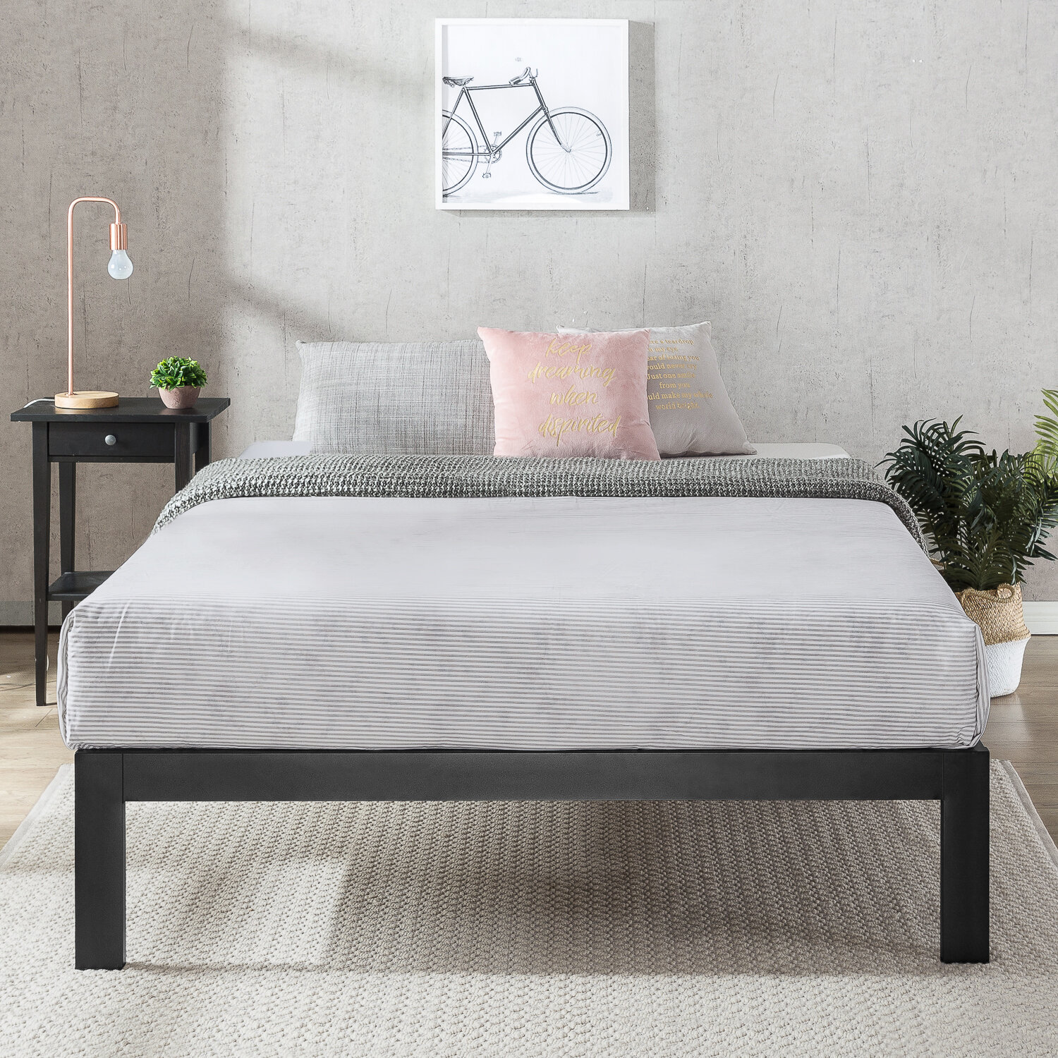 Details about   New Upholstered Low Profile Standard Bed frame black Heavy Weight Capacity 