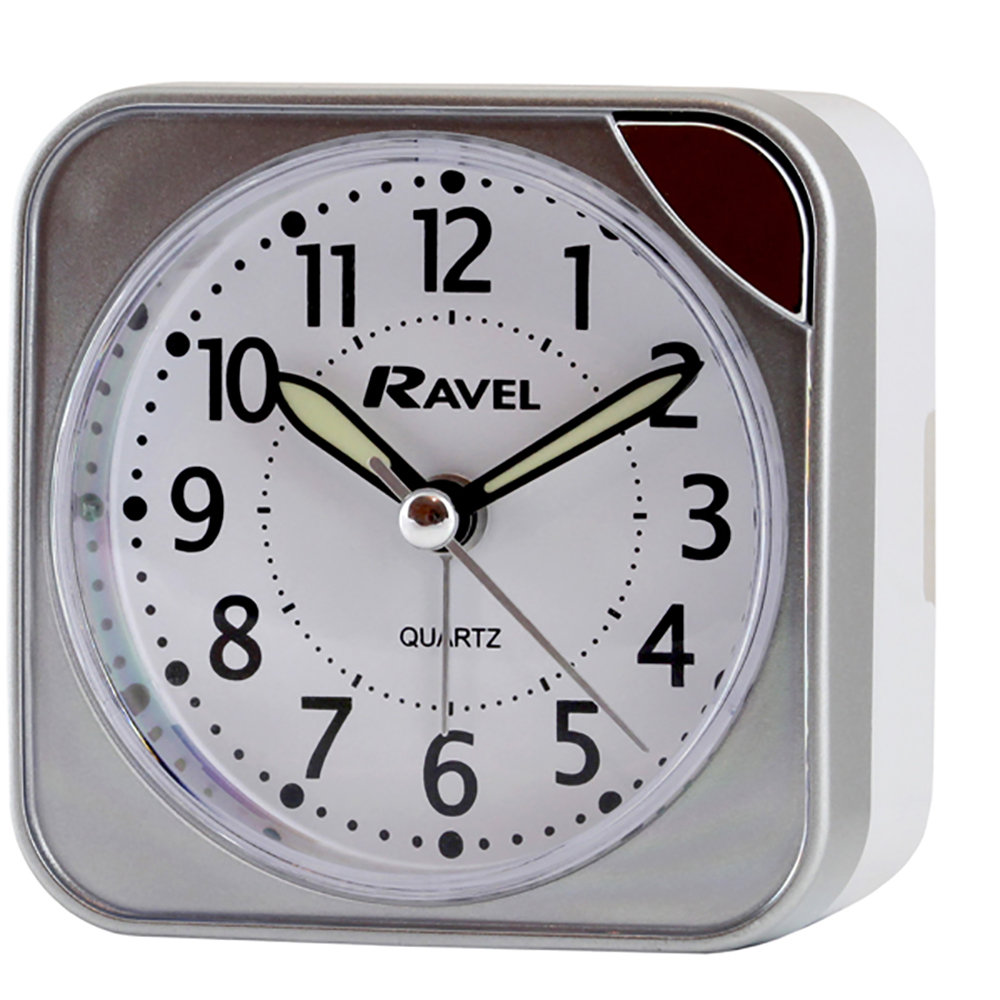 Ravel Travel Analog Quartz Alarm Tabletop Clock gray,white
