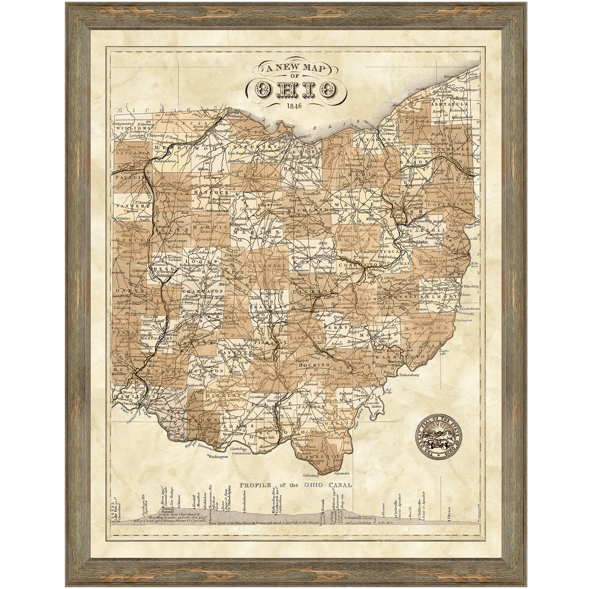 Charlton Home® Map Of Ohio Picture Frame Graphic Art Wayfair
