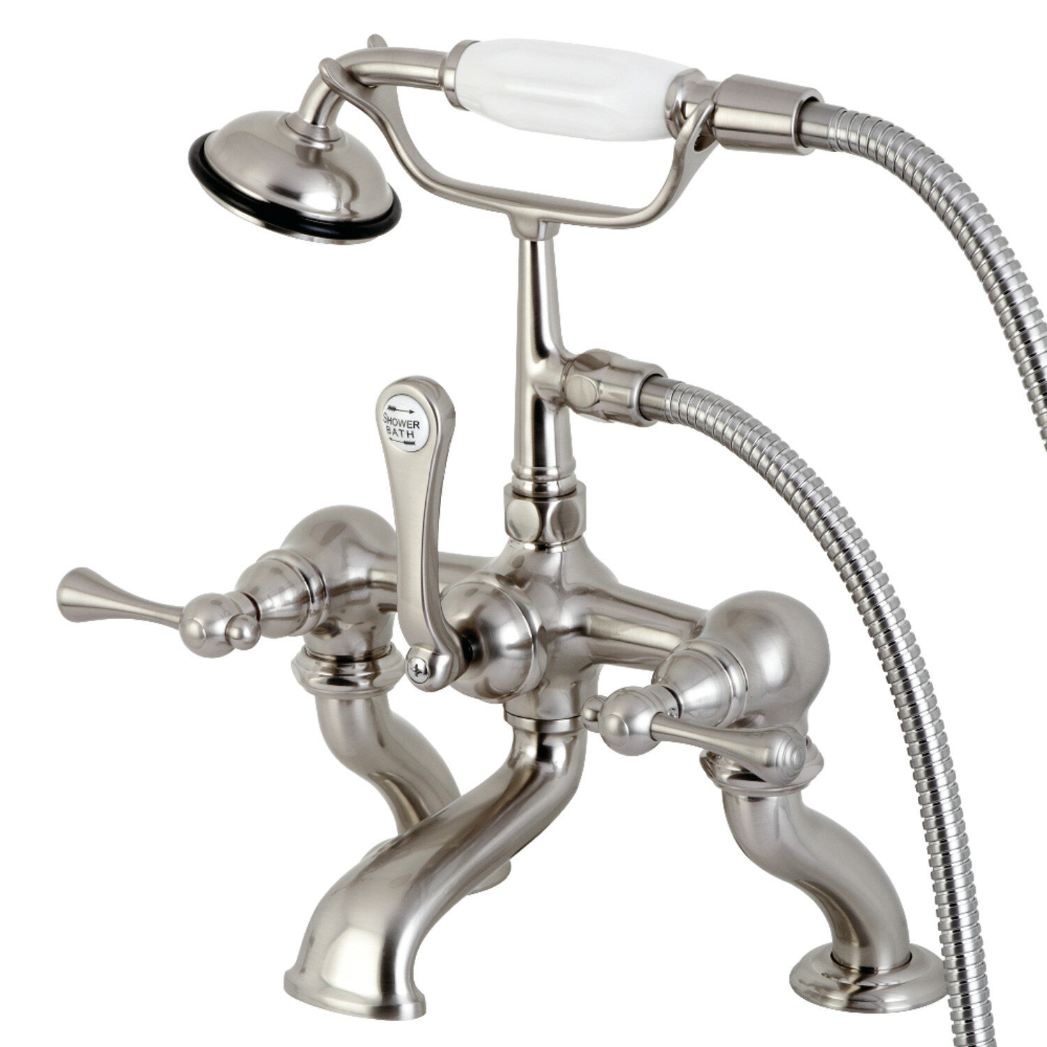 Kingston Brass Triple Handle Deck Mounted Clawfoot Tub Faucet With