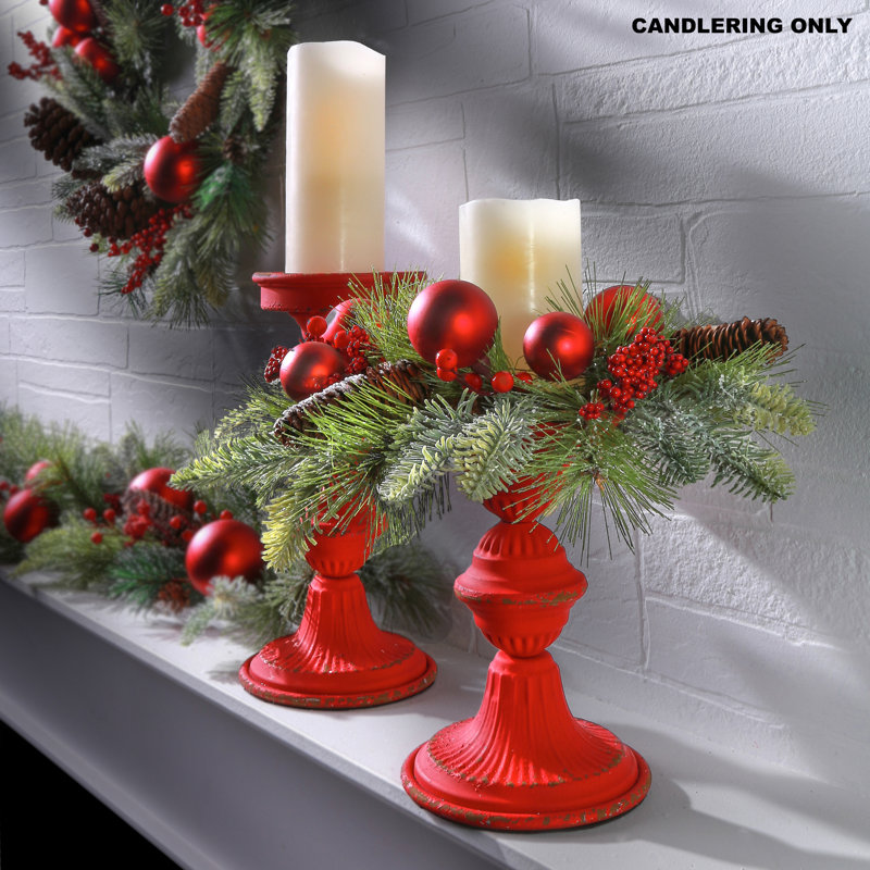 The Holiday Aisle Frosted Ball Candle Ring 13 Pvc Pe Blend Wreath Wayfair