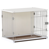 white dog cage