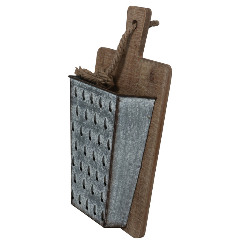 Gracie Oaks Wood And Metal Cheese Grater On Cutting Board Wall