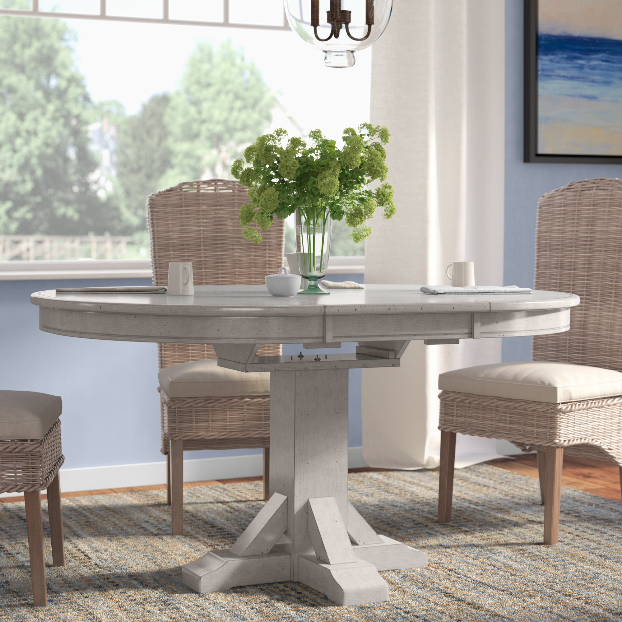 Rosecliff Heights Rutledge Extendable Rubberwood Solid Wood Dining Table Reviews Wayfair