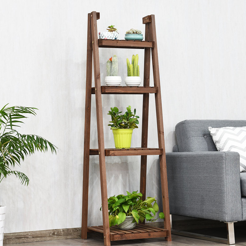 Costway 4 Tier Folding Wood Plant Stand Wayfair Costway 4 Tier Folding Wood Plant Stand