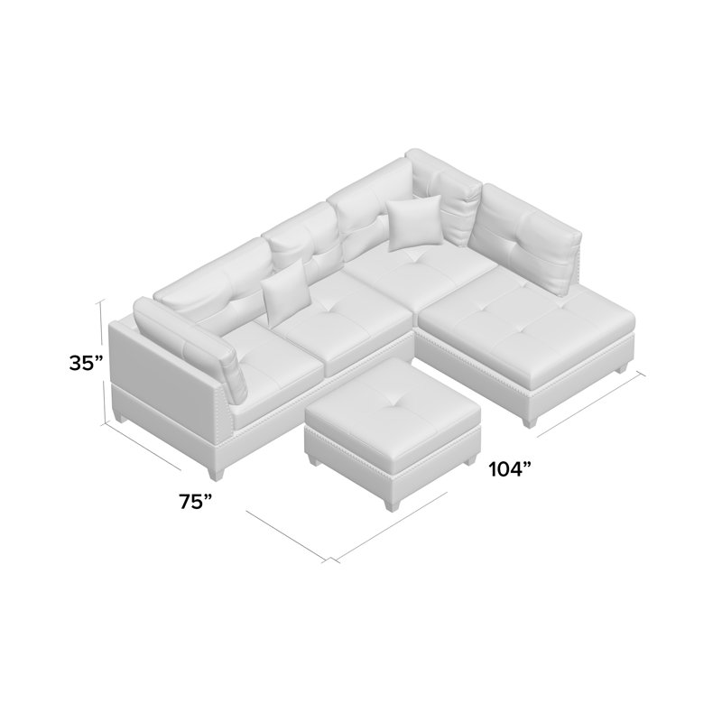 Winston Porter Milani 104 Right Hand Facing Sectional With Ottoman Reviews Wayfair