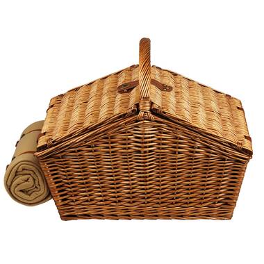 Picnic at Ascot Yorkshire Willow Picnic Basket with Service for 4 with Blanket 