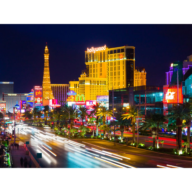 East Urban Home Las Vegas Strip Casino Hotels At Night Non Woven 11 8 L X 106 W Wall Mural Wayfair