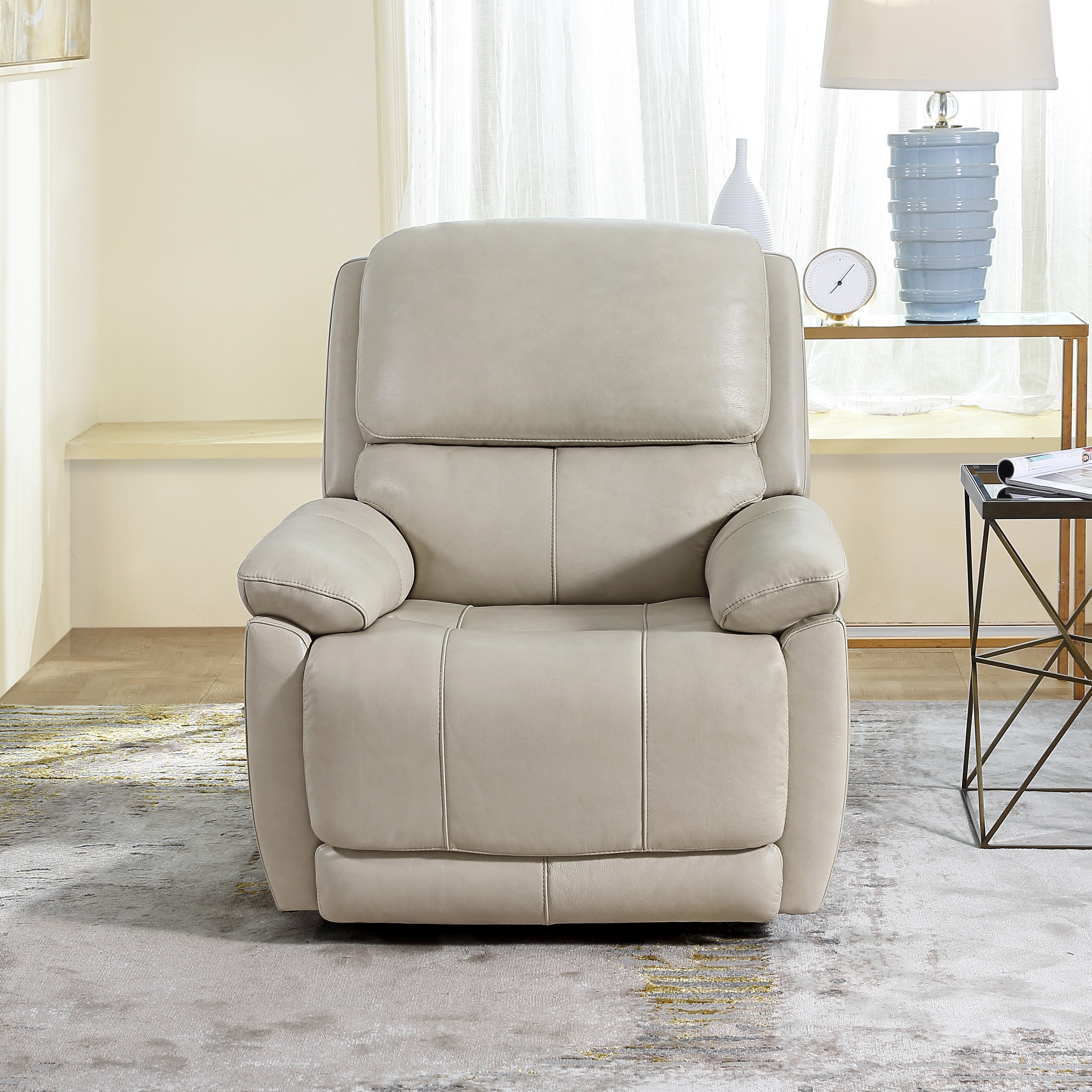 leather power glider recliner with power adjustable headrest