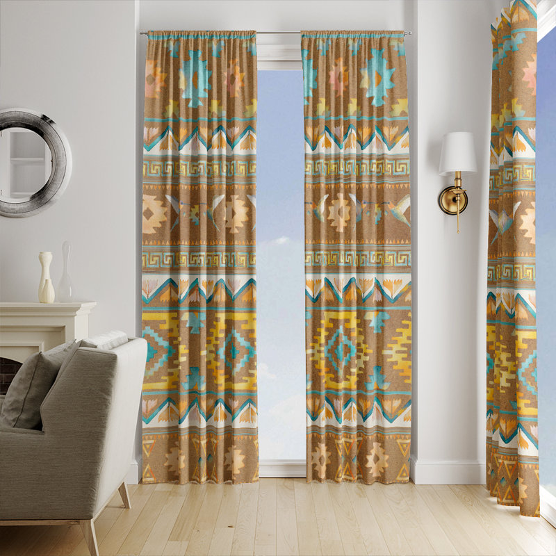 Folk N Funky Brown And Turquoise Southwestern Pattern Window Curtain Panels Wayfair
