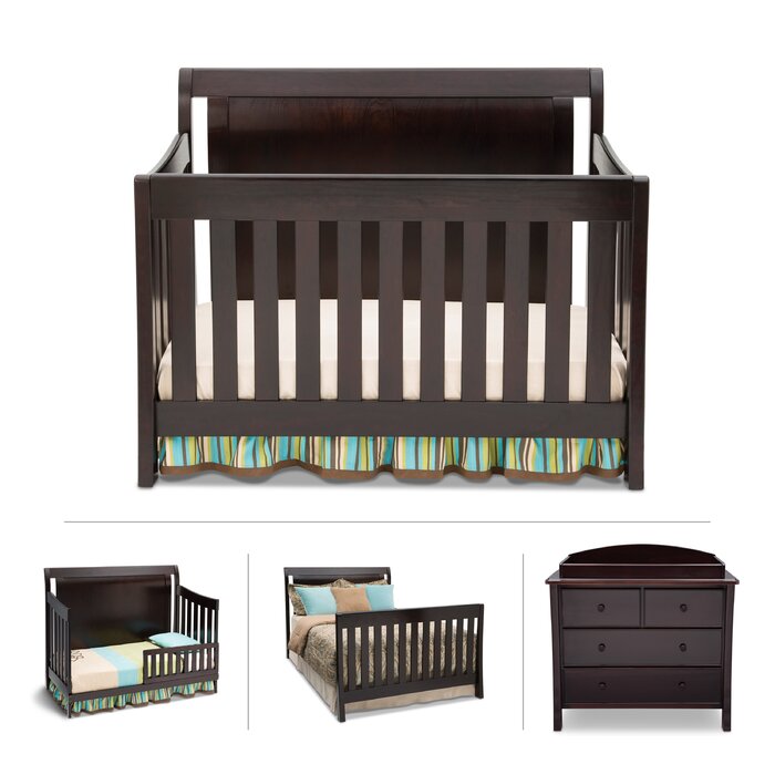 3pc Modern Baby Furniture Sets Espresso Changing Table Dresser