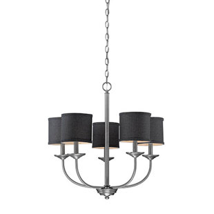 Go to store & view more images Steuben Brushed Pewter 5-Light Shaded Chandelier by Red Barrel Studio