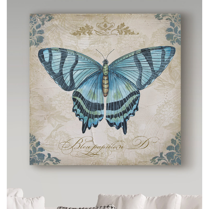 Ophelia Co Large Blue Butterfly Graphic Art Print On Wrapped
